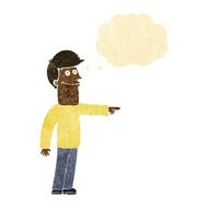 cartoon man pointing with thought bubble N15