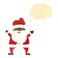 cartoon ugly santa claus with thought bubble