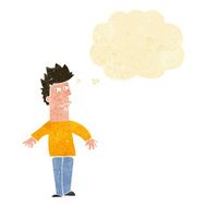 cartoon worried man with thought bubble N4
