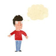 cartoon worried man with thought bubble N5