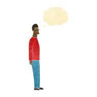 cartoon tall man with thought bubble
