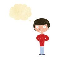 cartoon worried man with thought bubble N6