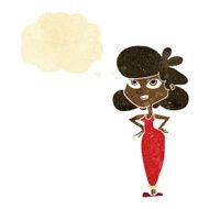 cartoon girl with hands on hips thought bubble