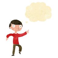 cartoon boy pointing with thought bubble N2