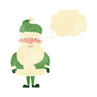 cartoon grumpy santa claus with thought bubble