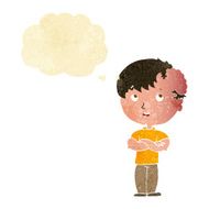cartoon boy with growth on head thought bubble N3