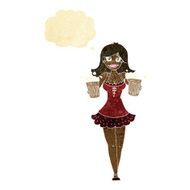 cartoon beer festival girl with thought bubble