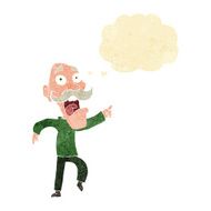 cartoon frightened old man with thought bubble N7