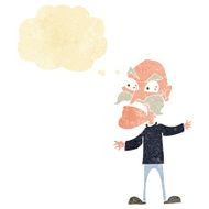 cartoon angry old man with thought bubble N14