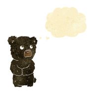 cartoon black bear cub with thought bubble N7