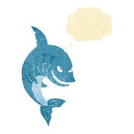 funny cartoon shark with thought bubble