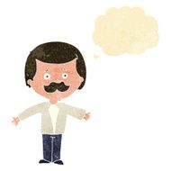 cartoon mustache man with open arms thought bubble N2