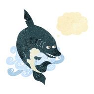 funny cartoon shark with thought bubble N3