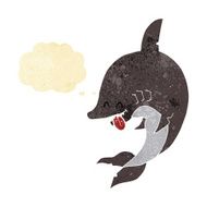 funny cartoon shark with thought bubble N5