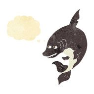 funny cartoon shark with thought bubble N6