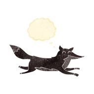 cartoon running wolf with thought bubble