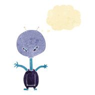 cartoon space alien with thought bubble N2