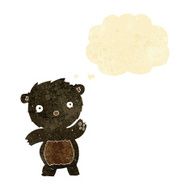 cartoon waving black bear cub with thought bubble N5