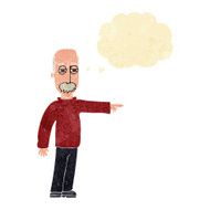 cartoon old man gesturing Get Out! with thought bubble N2