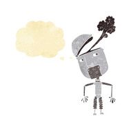 cartoon funny robot with thought bubble N5