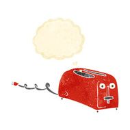 cartoon toaster with thought bubble