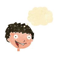 cartoon laughing boy with thought bubble N2