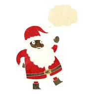 funny waving santa claus cartoon with thought bubble N2