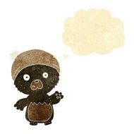 cartoon cute teddy bear in hat with thought bubble