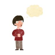 cartoon nervous man with thought bubble N13