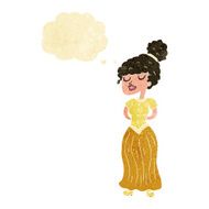 cartoon pretty victorian woman with thought bubble