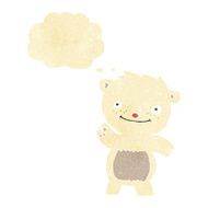 cartoon waving polar bear cub with thought bubble N6