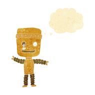 cartoon funny gold robot with thought bubble N2