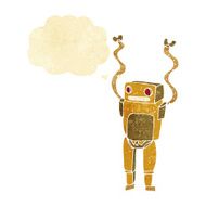 cartoon funny robot with thought bubble N7