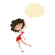 cartoon dancing woman with thought bubble N2