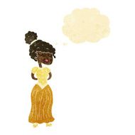 cartoon pretty victorian woman with thought bubble N2