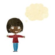 cartoon happy woman with thought bubble N22