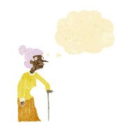 cartoon old woman with thought bubble N2