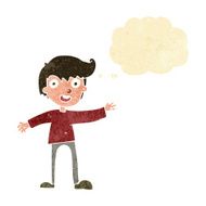 cartoon excited boy with thought bubble N11