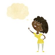 cartoon happy woman about to speak with thought bubble N2