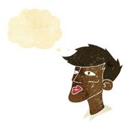 cartoon male model guy with thought bubble N2