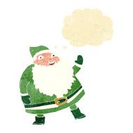 funny waving santa claus cartoon with thought bubble N3