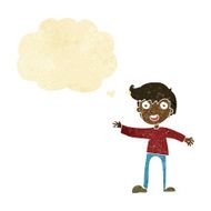 cartoon excited boy with thought bubble N12