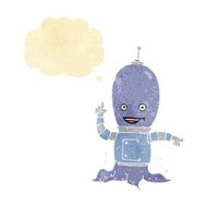 cartoon alien spaceman with thought bubble N2