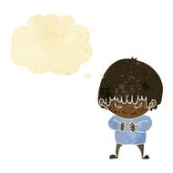 cartoon shy boy with thought bubble N2