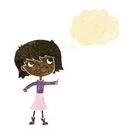 cartoon happy girl with thought bubble N3