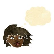 cartoon female face with thought bubble N15