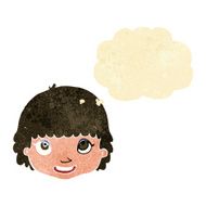 cartoon happy female face with thought bubble N18