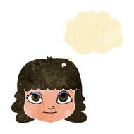 cartoon happy female face with thought bubble N19