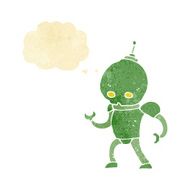 cartoon alien robot with thought bubble N2