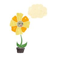 cartoon flower with thought bubble N4